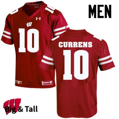 Men's Wisconsin Badgers NCAA #10 Seth Currens Red Authentic Under Armour Big & Tall Stitched College Football Jersey FI31S00JH